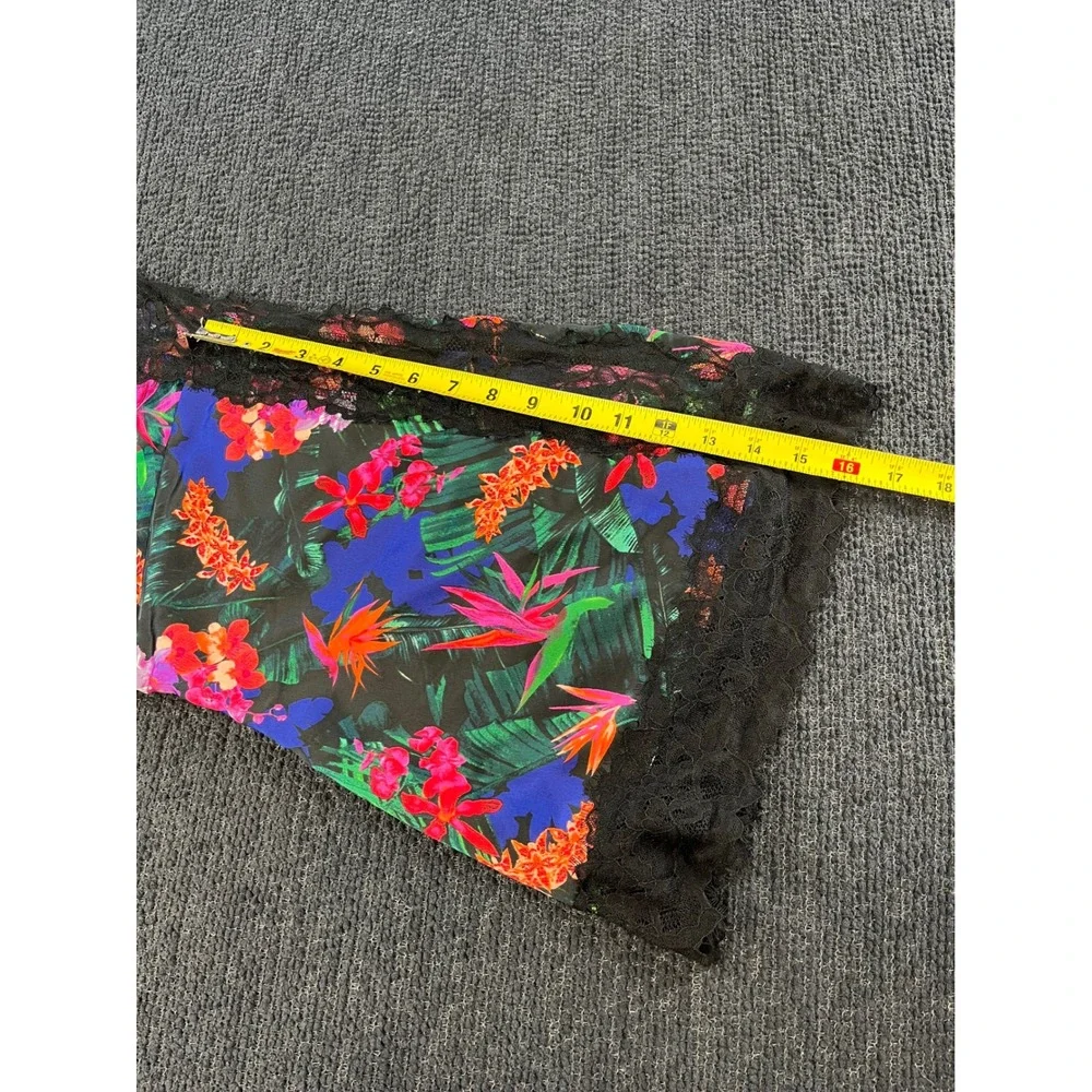 Victoria's Secret Tropical Floral Satin Kimono Robe Lace Trim XS/S New